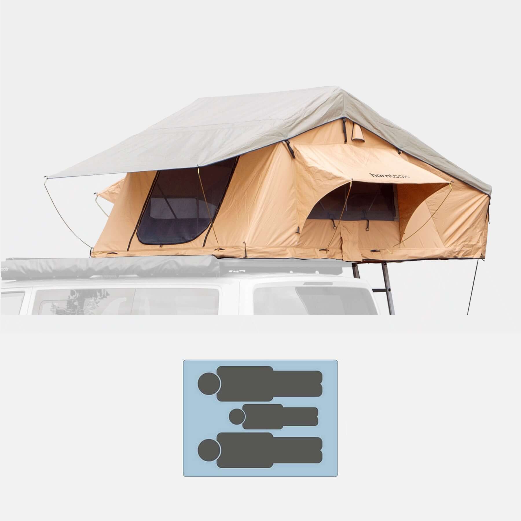 Roof tent Desert for 2 people - 165 cm