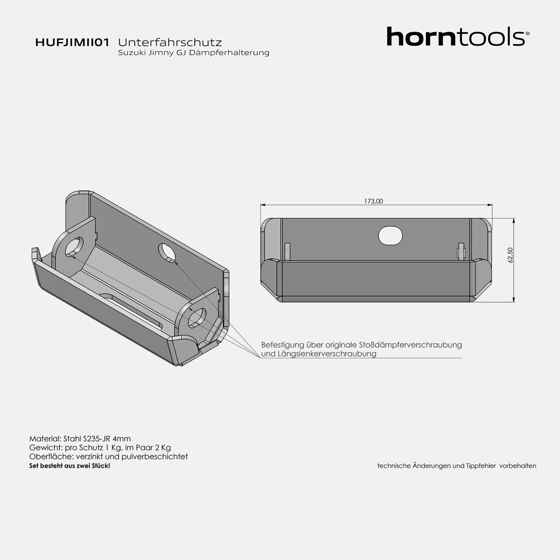 Protection anti-encastrement amortisseur arrière pour Suzuki Jimny GJ