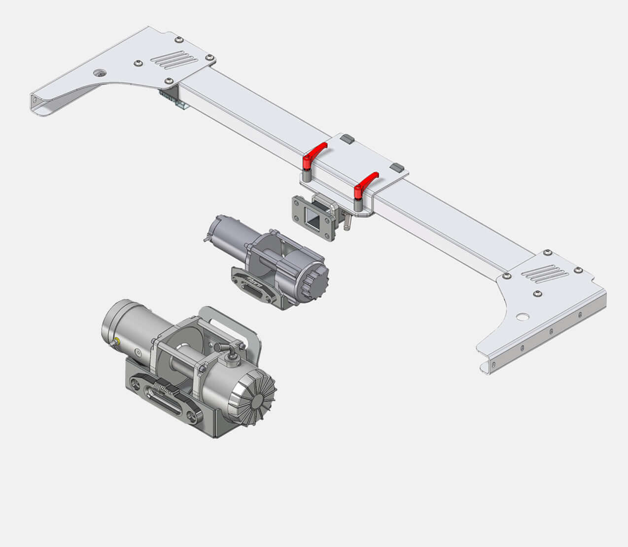 Heckwindensystem Pick-Up Between inkl. Seilwinde mit Kunststoffseil