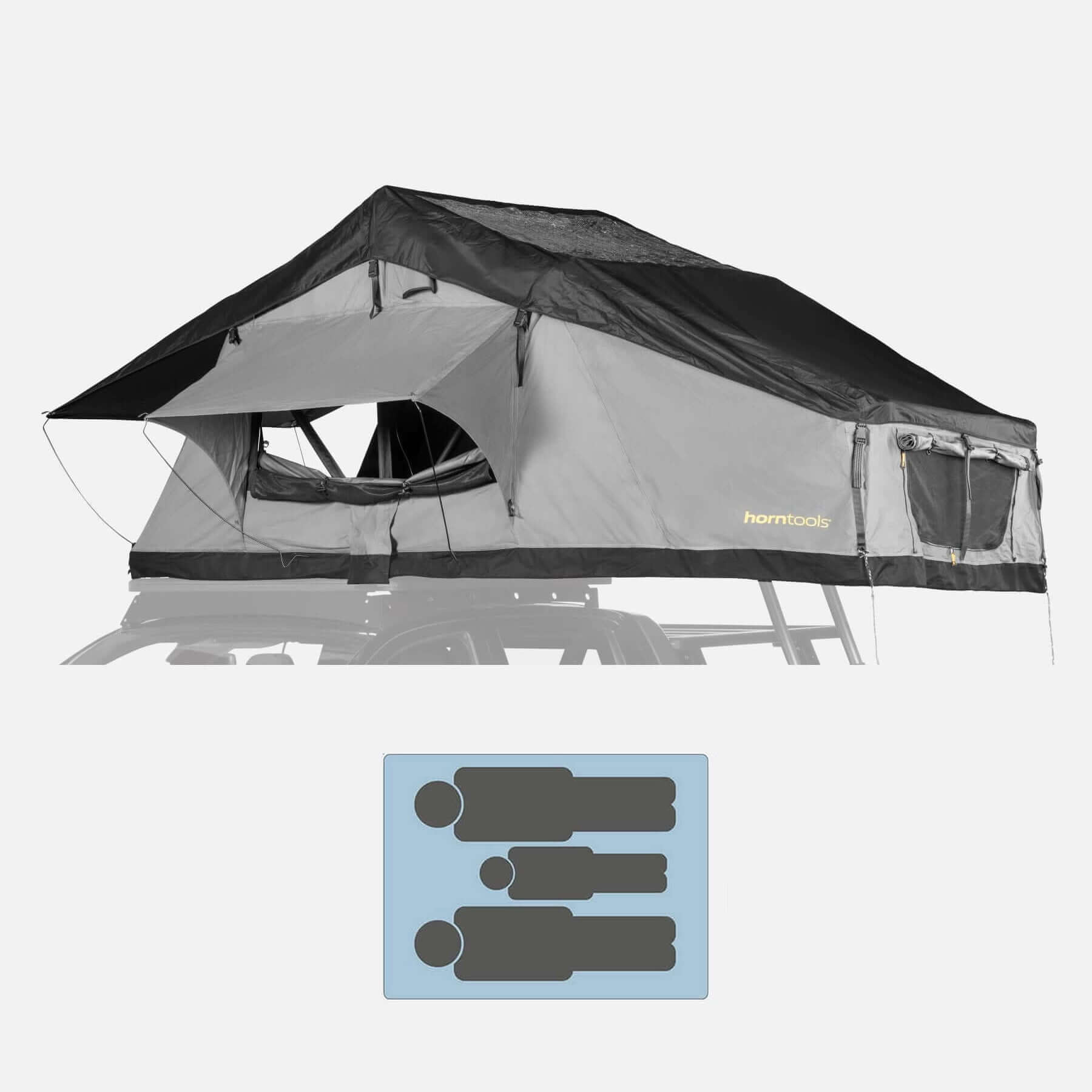 Roof tent Elements Gen II for 3 people - 165 cm - color Midnight Stone