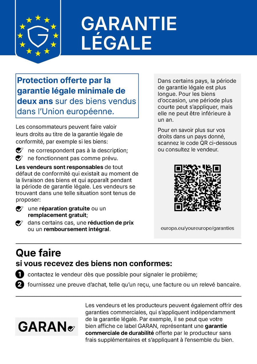 Avis officiel de l’UE sur la garantie légale